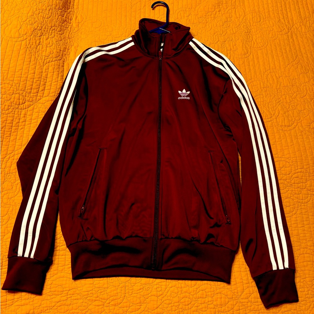 Men's Burgundy Adidas Track Jacket